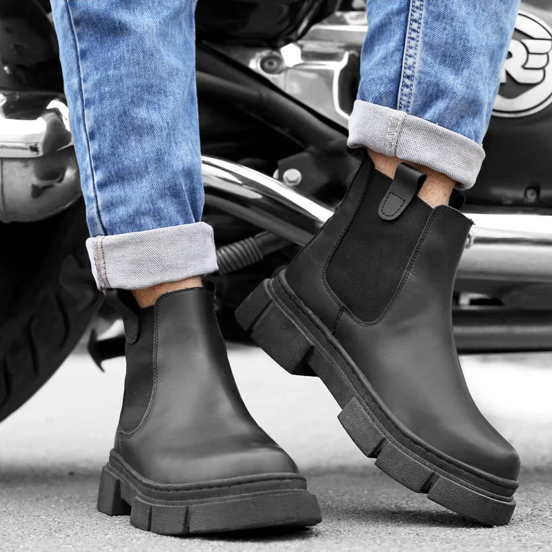 Bacca Bucci Black Maverick Fashion Chelsea Boots with Lug Sole for Men | Best Price UAE